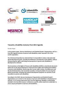 Caritas international/Germany  Interessenvertretung Selbstbestimmt Leben in Deutschland  Towards a Disability-inclusive Post-2015 Agenda