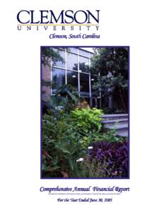 Clemson, South Carolina  Comprehensive Annual Financial Report Included in the Higher Education Fund, an Enterprise Fund of the State of South Carolina  For the Year Ended June 30, 2005