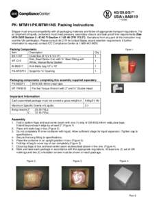 4G/X9.6/S/** USA/+AA8110 (** DOM) PK- MTM11/PK-MTM11NS Packing Instructions Shipper must ensure compatibility with all packaging materials and follow all appropriate transport regulations. For