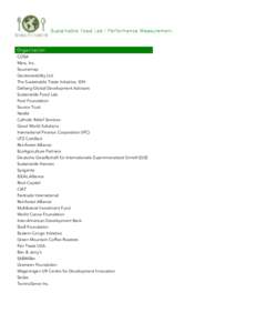 Sustainable Food Lab | Perform ance M easurem ent  Organization COSA Mars, Inc. Sourcemap