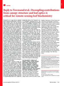 LETTER  LETTER Reply to Townsend et al.: Decoupling contributions from canopy structure and leaf optics is