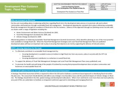 Development plan guidance on flood risk