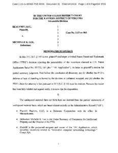 Case 1:15-cvTSE-MSN Document 31 FiledPage 1 of 8 PageID# 3706  IN THE UNITED STATES DISTRICT COURT FOR THE EASTERN DISTRICT OF VIRGINIA Alexandria Division