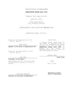 CERTIFICATION OF ENROLLMENT SUBSTITUTE HOUSE BILL 1053 Chapter 329, Laws of[removed]partial veto) 62nd Legislature 2011 Regular Session