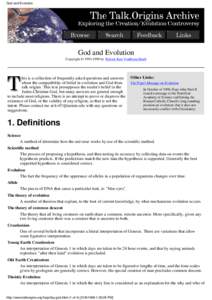 God and Evolution  God and Evolution Copyright © by Warren Kurt VonRoeschlaub  his is a collection of frequently asked questions and answers