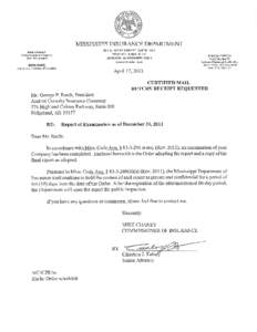 Mississippi Insurance Department Report of Examination of  AMFED CASUALTY INSURANCE COMPANY