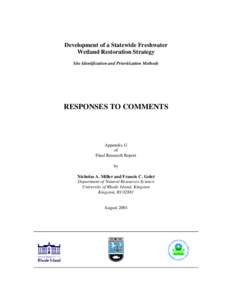 RI DEM/Water Resources - Responses to Comments - Restoration Strategy