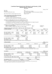 Consolidated Financial Results for the Third Quarter ended December 31, 2006 Mitsubishi Materials Corporation Tokyo, Japan February 5, 2007 Stock code: Shares listed: