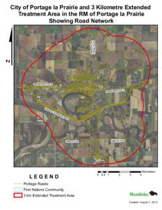 City of Portage la Prairie and 3 Kilometre Extended Treatment Area in the RM of Portage la Prairie Showing Road Network Highway # 240 (Tupper Ave N)