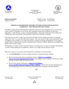 U.S Department of Transportation MEDIA ADVISORY August 28, 2015