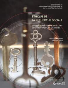 ORIENTATIONS DU FONDS QUÉBÉCOIS DE LA RECHERCHE SUR LA SOCIÉTÉ ET LA CULTURE ÉTHIQUE DE LA RECHERCHE SOCIALE