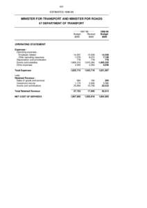 631  ESTIMATES[removed]MINISTER FOR TRANSPORT AND MINISTER FOR ROADS 67 DEPARTMENT OF TRANSPORT