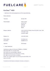 FUELCARE  SAFETY DATA EcoCleanTM HSDI 1. Identification of the substance/preparation and of the company/undertaking