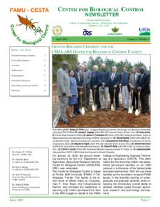 CENTER FOR BIOLOGICAL CONTROL NEWSLETTER Florida A&M University, College of Engineering Sciences, Technology, and Agriculture, Tallahassee, FL 32307