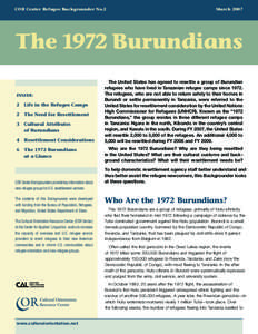 COR Center Refugee Backgrounder No.2  March 2007 The 1972 Burundians inside: