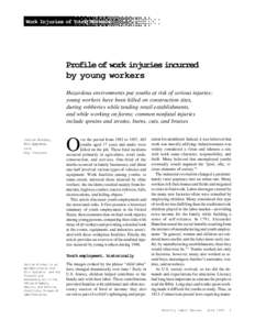Work Injuries of Young Workers  Profile of work injuries incurred by young workers Hazardous environments put youths at risk of serious injuries: young workers have been killed on construction sites,