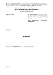 This document is translated from the original order and is not in itself a legal document. No responsibility is taken for any discrepancy that may arise between this document and the order that was printed and published 