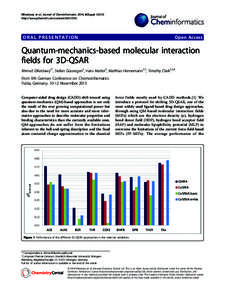 ElKerdawy et al. Journal of Cheminformatics 2014, 6(Suppl 1):O10 http://www.jcheminf.com/content/6/S1/O10 ORAL PRESENTATION  Open Access