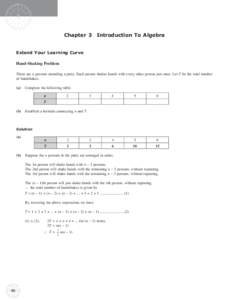 4 Chapter 3  Introduction To Algebra Extend Your Learning Curve Hand-Shaking Problem There are n persons attending a party. Each person shakes hands with every other person just once. Let T be the total number of hands