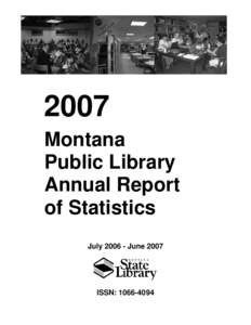 2007 Montana Public Library Annual Report of Statistics