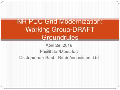 MA DPU Grid Modernization:  Draft Groundrules