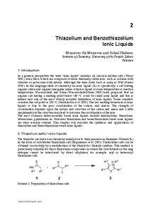 2 Thiazolium and Benzothiazolium Ionic Liquids