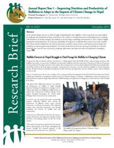 Annual Report Year 1 – Improving Nutrition and Productivity of Buffaloes to Adapt to the Impacts of Climate Change in Nepal Research Brief  Feed the Future Innovation Lab for Collaborative Research on Adapting Livestoc