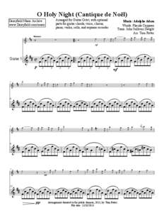 O Holy Night (Cantique de Noël) Arranged for Guitar Octet, with optional parts for guitar chords, voice, chorus, piano, violin, cello, and soprano recorder  Daisyfield Music Archive