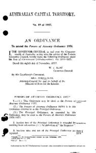 AUSTRALIAN CAPITAL TERRITORY. No. 15 of[removed]AN ORDINANCE To amend the Powers of Attorney