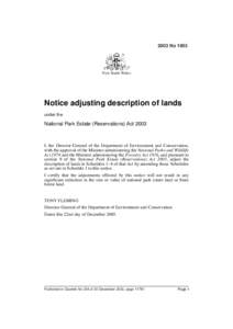 2003 No[removed]New South Wales Notice adjusting description of lands under the