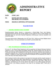 ADMINISTRATIVE REPORT DATE: JUNE 7, 2013
