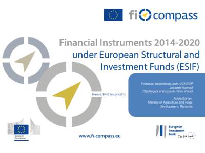 Financial Instruments under RO RDP Lessons learned Challenges and opportunities ahead Adela Stefan, Ministry of Agriculture and Rural Development, Romania