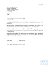 [removed]Peter Prendergast, Director European Commission Food and Veterinary Office Belfield Office Park Beech Hill Road,