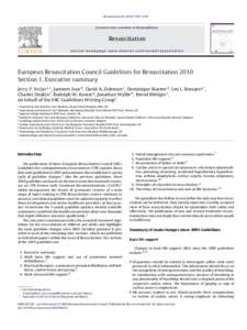 European Resuscitation Council Guidelines for Resuscitation 2010 Section 1. Executive summary