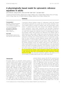 Pulmonary function testing / Biology / Health / FEV1/FVC ratio / Spirometry / Lung volumes / Mathematical model / Vital capacity / Regression analysis / Respiratory physiology / Medicine / Respiratory therapy