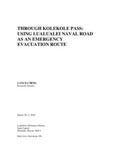 THROUGH KOLEKOLE PASS: USING LUALUALEI NAVAL ROAD AS AN EMERGENCY EVACUATION ROUTE