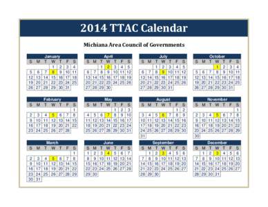 2014	TTAC	Calendar Michiana	Area	Council	of	Governments S M