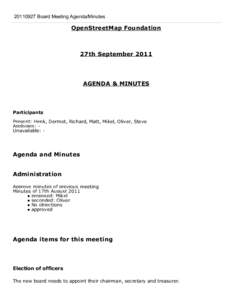 [removed] Board Meeting Agenda/Minutes  OpenStreetMap Foundation 27th September 2011