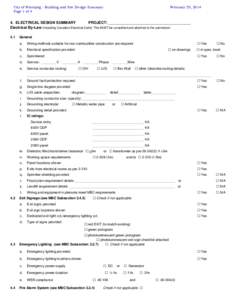 City of Winnipeg - Building and Site Design Summary Page 1 of 4 February 25, [removed]ELECTRICAL DESIGN SUMMARY