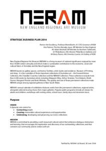 STRATEGIC BUSINESS PLAN 2014 Patron: Her Excellency, Professor Marie Bashir, AC CVO, Governor of NSW Vice Patrons: The Hon Barnaby Joyce, MP Member for New England, Mr Adam Marshall, MP Member for Northern Tablelands, Dr