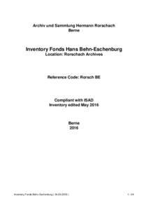Inventory Fonds Behn-Eschenburg