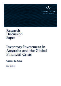 Inventory Investment in Australia and the Global Financial Crisis