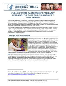 Public-Private Partnerships for Early Learning: The Case for Philanthropy Involvement
