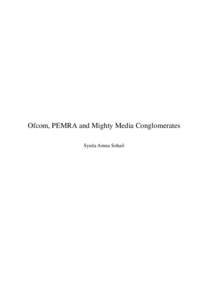 Ofcom, PEMRA and Mighty Media Conglomerates Syeda Amna Sohail