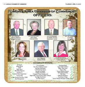 4 • LINDALE CHAMBER OF COMMERCE	  THURSDAY, APRIL 15, 2013 Lindale Area Chamber of Commerce OFFICERS