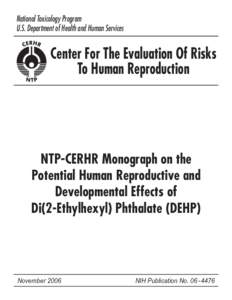 NTP-CERHR Update on the Reproductive and Developmental Toxicity of DEHP