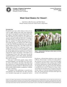 Livestock Management November 2013 LM-26 Meat Goat Basics for Hawai‘i John Powley, Matt Stevenson, and Mark Thorne