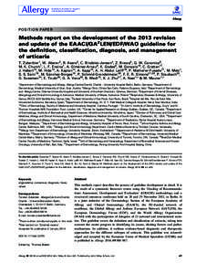 Allergy  POSITION PAPER Methods report on the development of the 2013 revision and update of the EAACI/GA2LEN/EDF/WAO guideline for