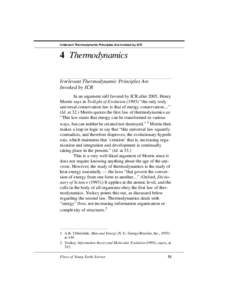 Irrelevant Thermodynamic Principles Are Invoked by ICR  4 Thermodynamics Irrelevant Thermodynamic Principles Are Invoked by ICR In an argument still favored by ICR after 2005, Henry
