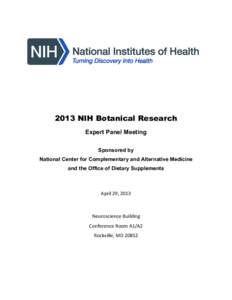 2013 NIH Botanical Research Expert Panel Meeting